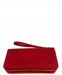 Double Zip Quilted Wallet QW0012 Red